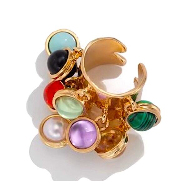Gold Multicolor Charm Statement Ring - Picture 6 of 7
